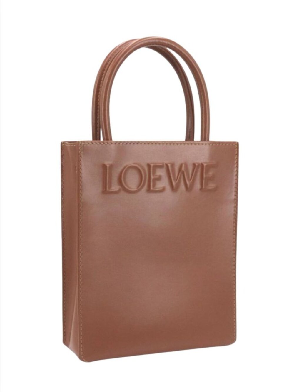 LOEWE A5 Brown Leather Small Convertible Tote Bag EUC $2850